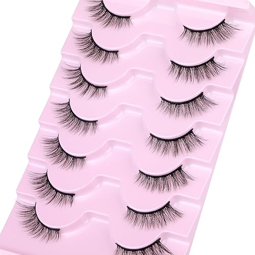 Miniatura 6 de wiwoseo Pestañas de media pestañas de aspecto narural, pestañas de ojo de gato con pegamento, pestañas medias con pegamento, pestañas naturales