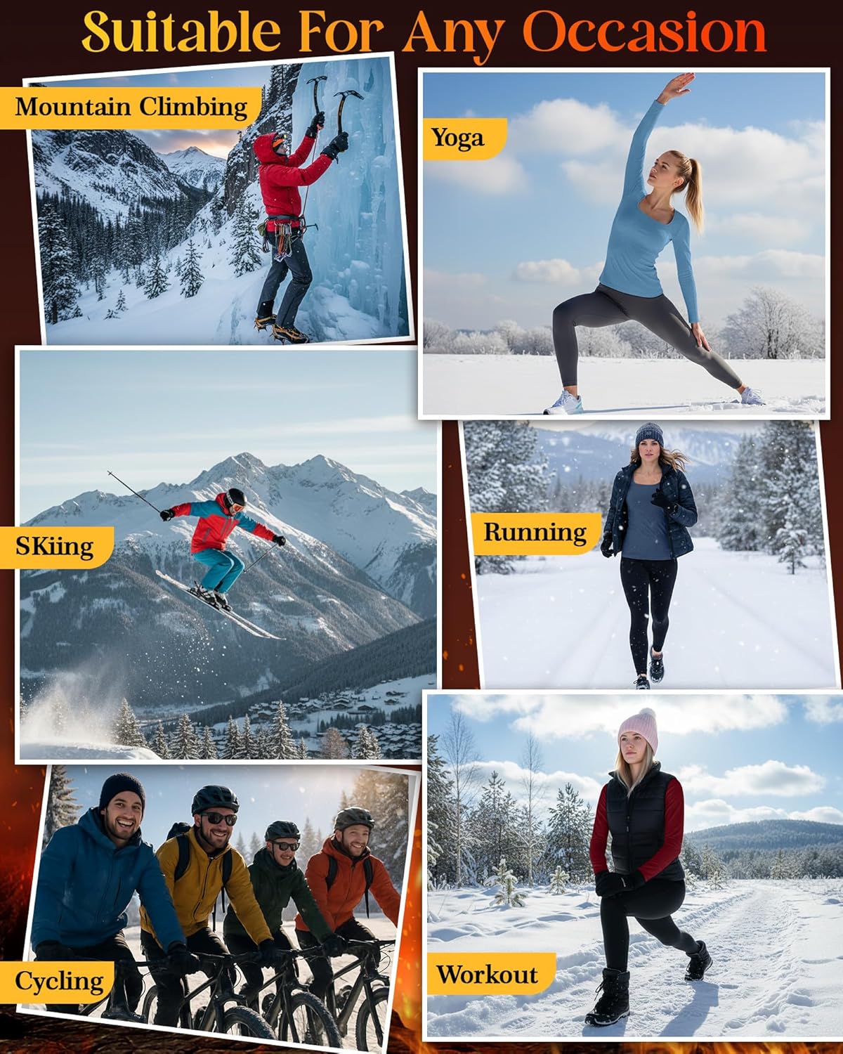 Huukeay 4 Pack Women's Thermal Long Sleeve Shirt Square Neck Fleece Slim Warm Winter Tops Casual Fashion Base Layer - Image 3