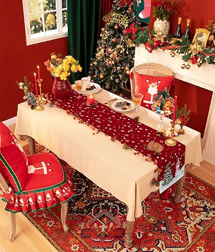 Miniatura 2 de Caminos de mesa de Navidad de 36 pulgadas de largo, copo de nieve, muñeco de nieve, ropa de cama de algodón, bufandas para bodas, mesas de comedor