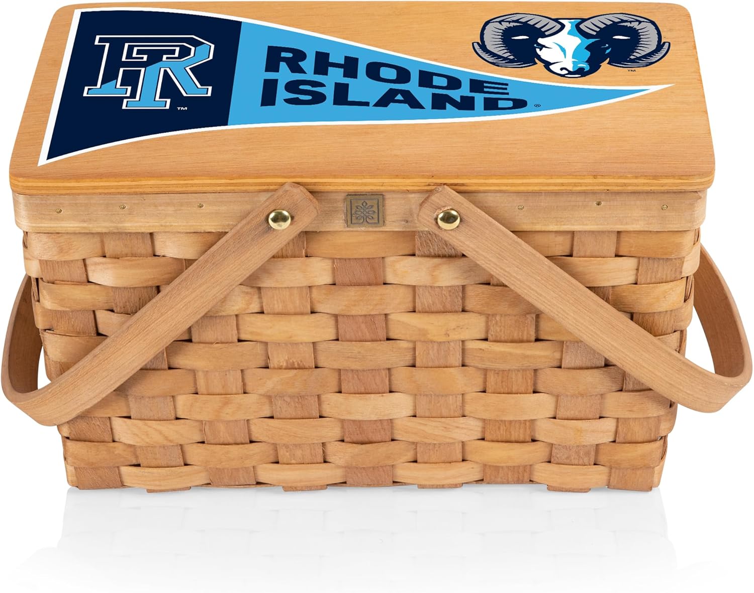 PICNIC TIME NCAA Rhode Island Rams Poppy Personal Picnic Basket, Insulated Lunch Bag, Retro Lunch Box, (Beige)