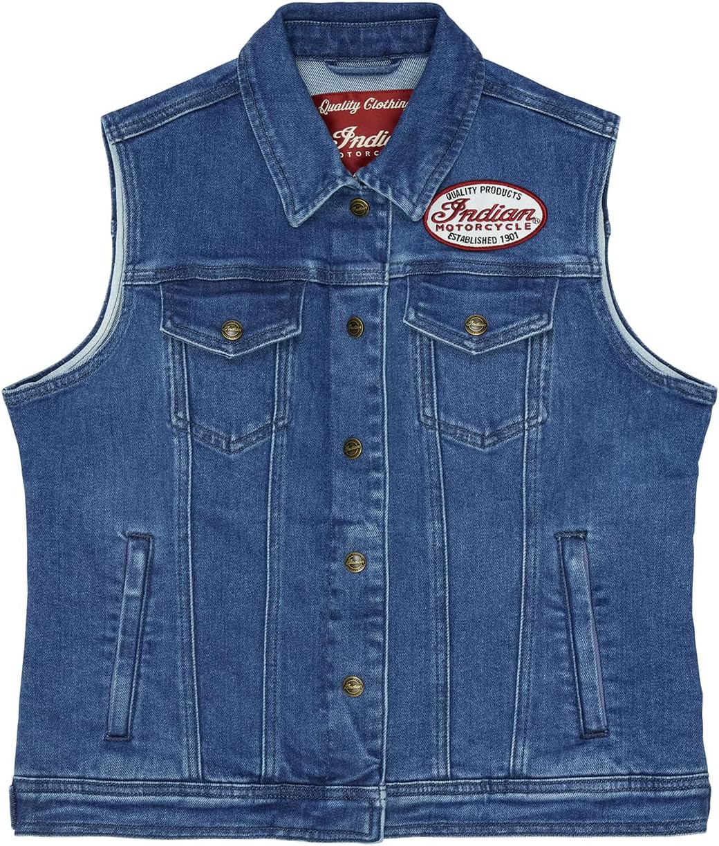 Indian Motorcycle Women's Portland Denim Vest, Blue - 2865550