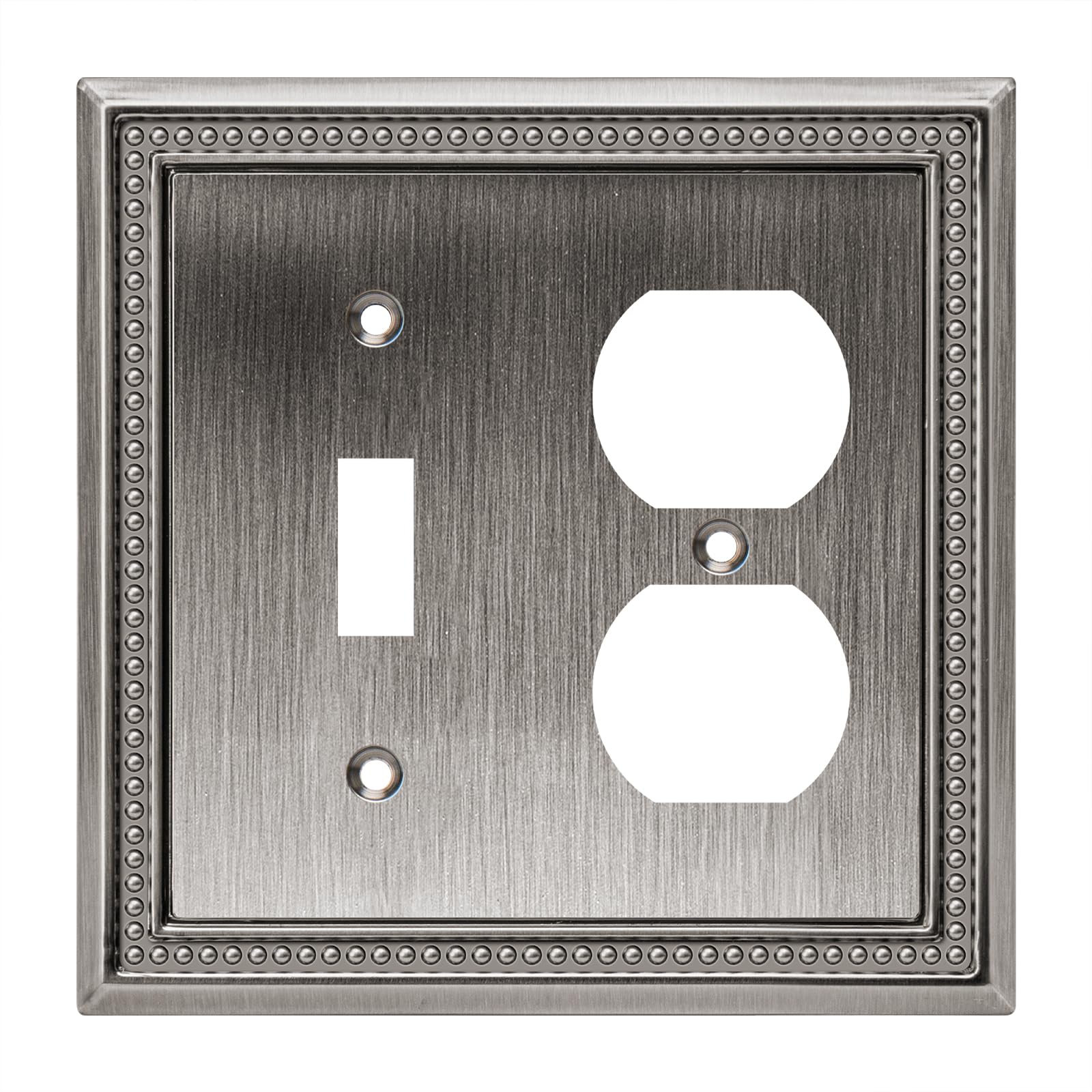 Henne Bery Sunken Pearls Heavy Duty Decorative Wall Plate Switch Plate Outlet Cover (Toggle/Duplex, Heirloom Silver)