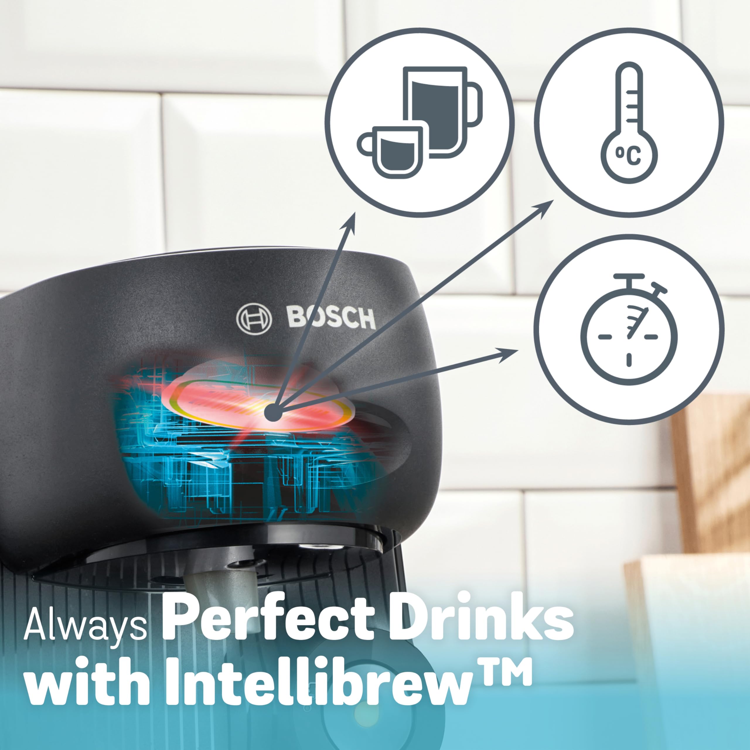 Tassimo by Bosch, Finesse Classic Friendly, máquina de café en cápsulas, TAS1620GB, con INTELLIBREW, compatible con 50 bebidas diferentes, 0,7 litros, color negro