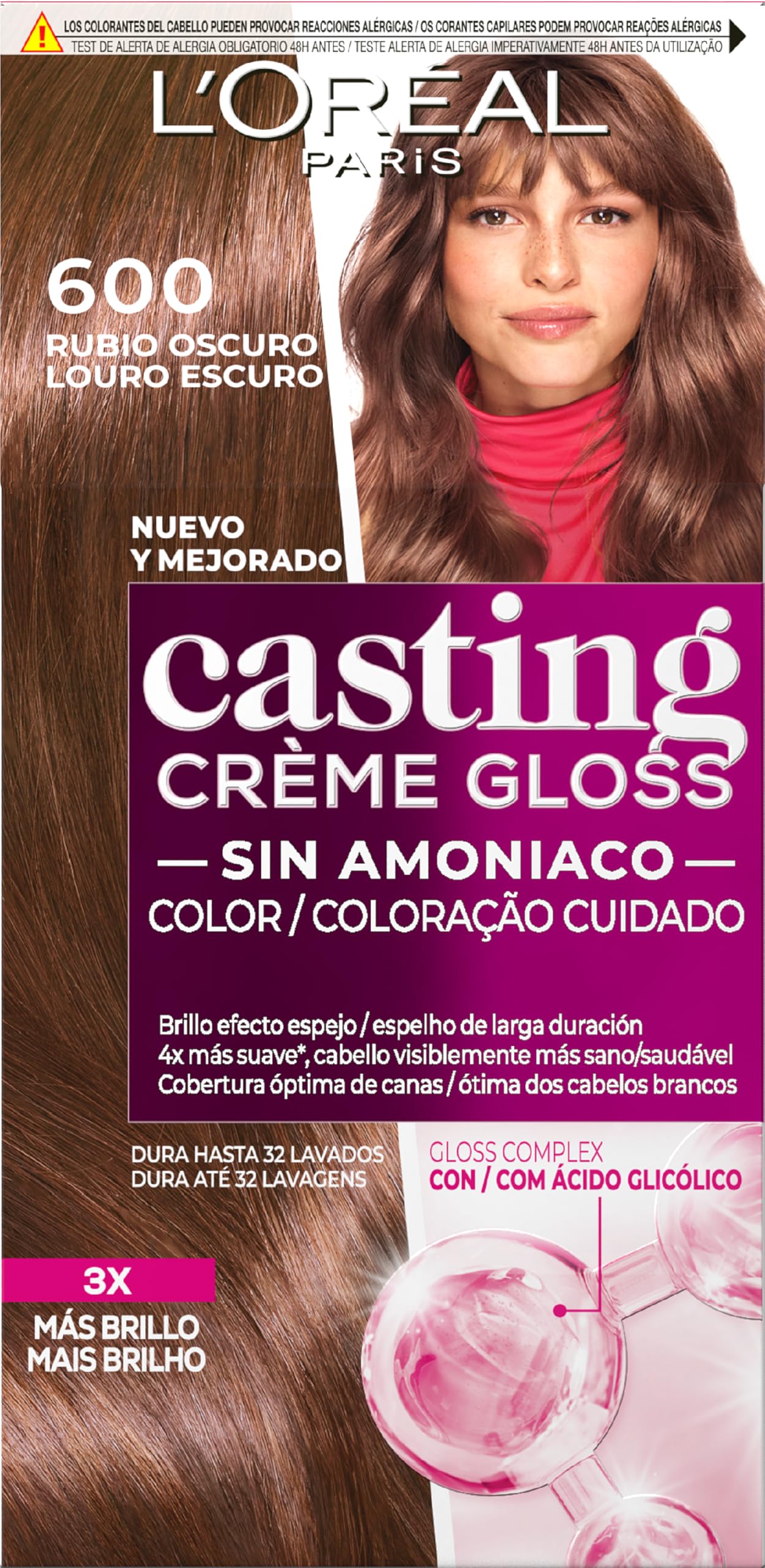 L'Oreal Paris Casting Crème Gloss Tinte 600-100 gr, El embalaje puede variar
