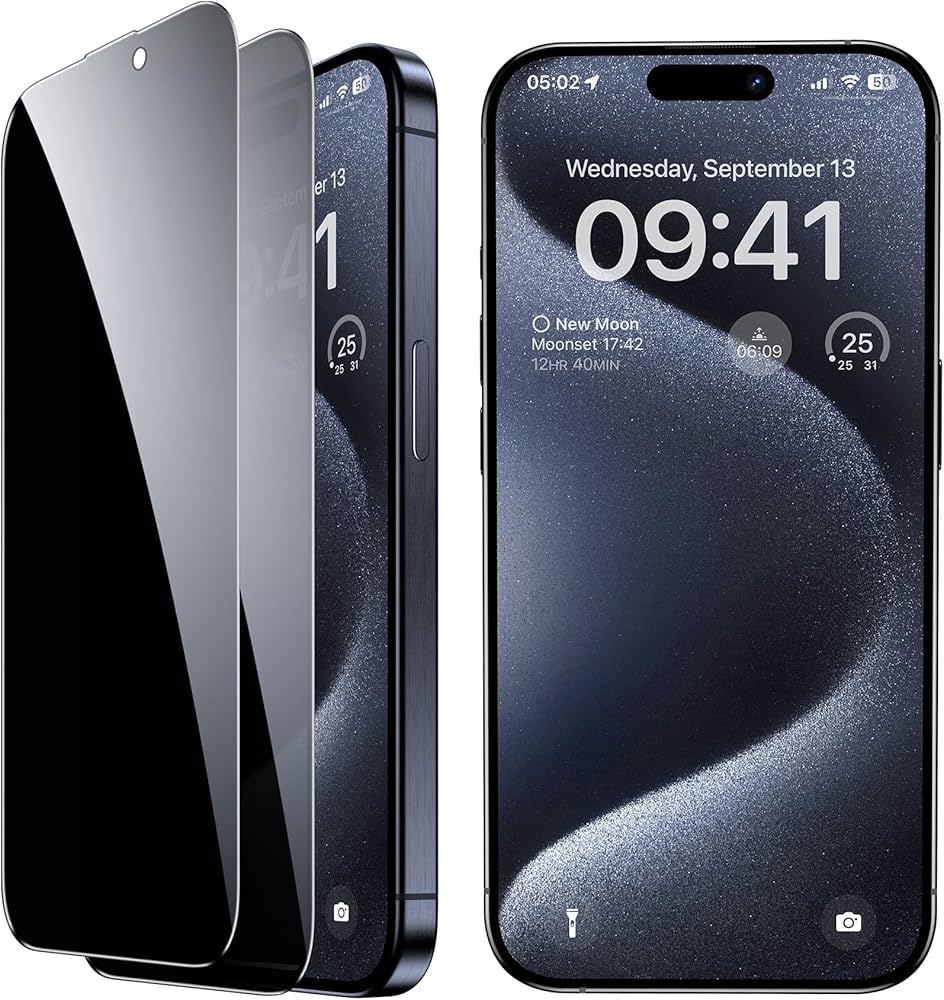 BENKS Privacy Pellicola Protettiva per iPhone 14 Pro 6,1 Pollici, Anti Spy in Vetro Temperato con Telaio di montaggio antipolvere, Pacco da 2