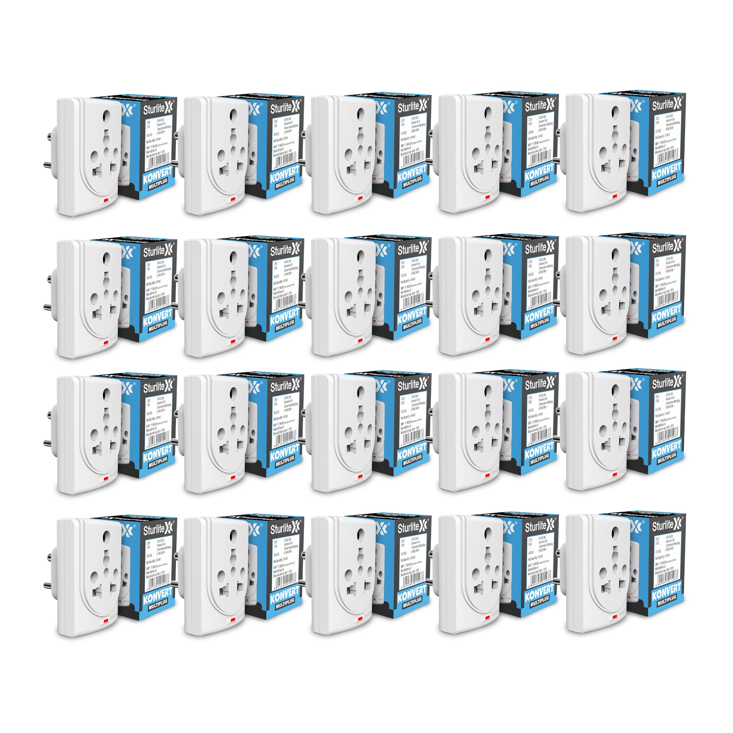 Sturlite Konvert Multiplug| 6-16 Amp| 2-Pin & 3-Pin Socket| Universal AC Travel Adapter| Premium Polycarbonate Body Socket| Compact Converter Plug for Travel, Home & Office Use - Pack of 3 — Amazon image 9