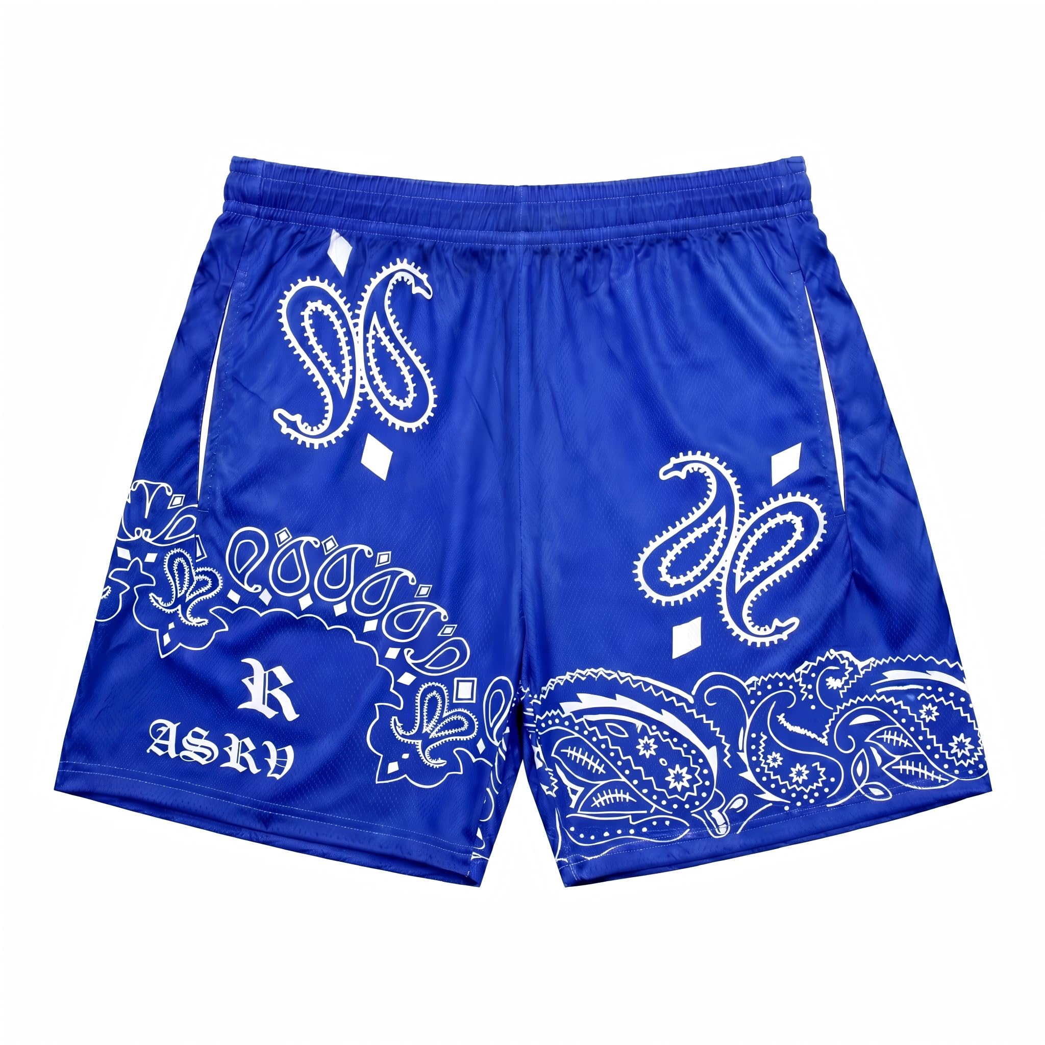 DIOTSR Mens Paisley Graphic Shorts Athletic Basketball Bandana Shorts Running Streetwear Y2k Drawstring Waist