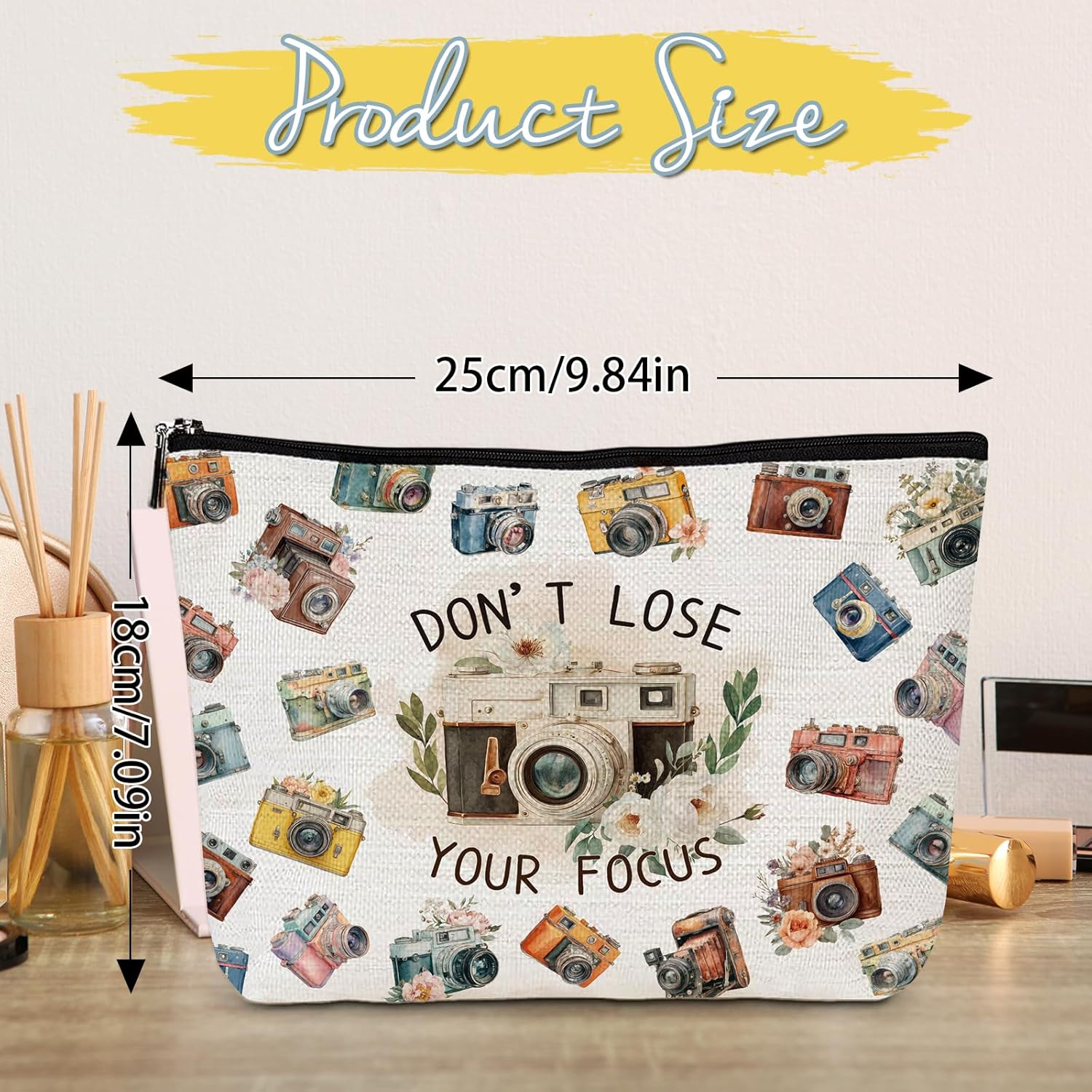 Photographers Gifts Makeup Bag - Photography Camera Cosmetic Bag, Videographer Take Photo Lovers Gifts, Christmas Birthday Valentines Graduation Present for Sister Daughter Besties Friends - Image 2