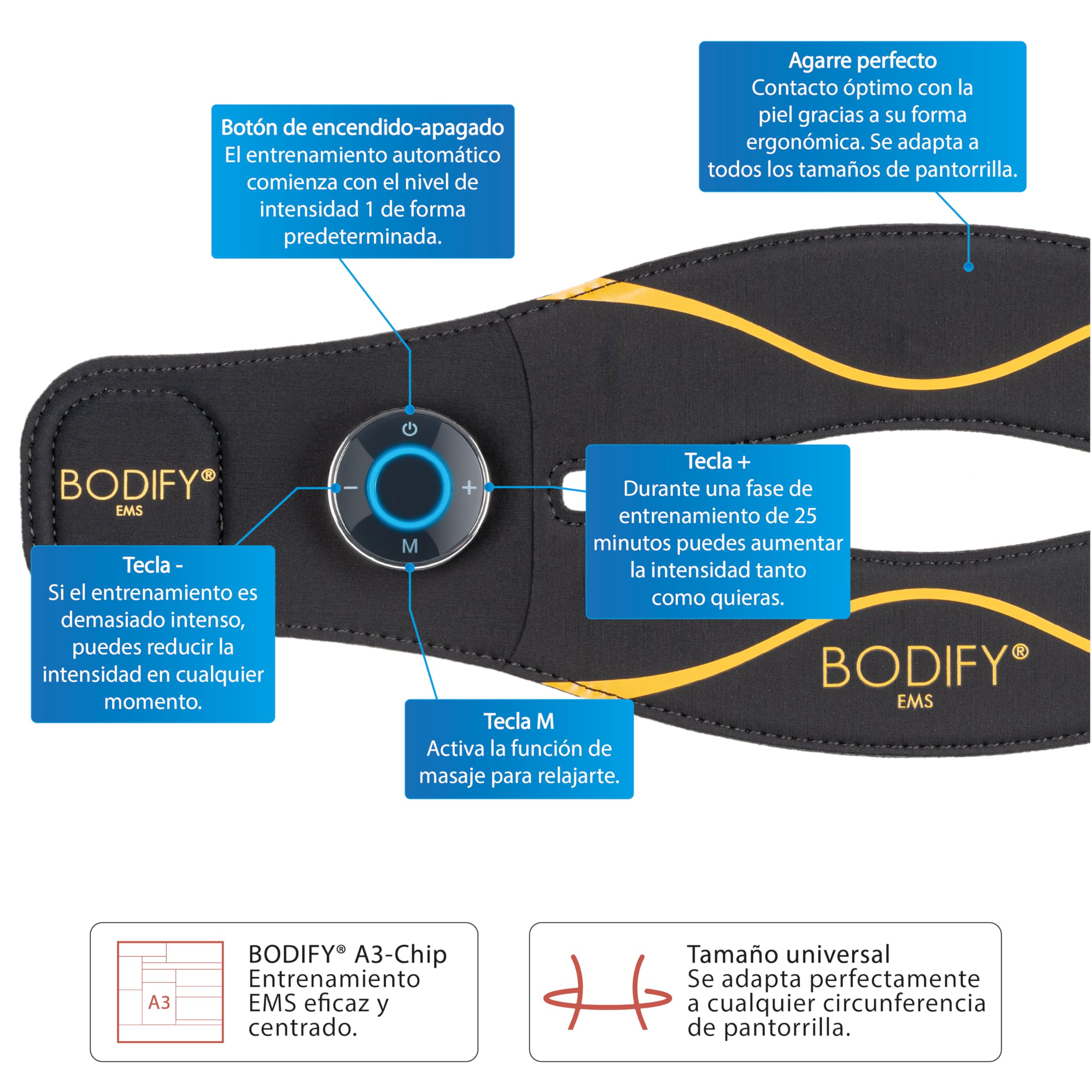 Bodify® EMS Calf Trainer Pro – ¡Activación específica de Las pantorrillas! – Activación Muscular – Entrenamiento EMS – Entrenamiento de pantorrillas – para Hombres y Mujeres EL Original