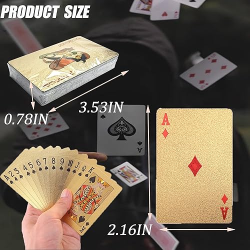 Miniatura 2 de Cartas de póker impermeables de 24 K con diseño de diamante de aluminio de 24 K tarjetas de póker con dados de poliedro para accesorios de truco