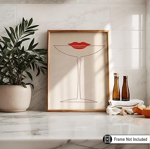 Miniatura 4 de Poster Master Póster vintage de beso de cóctel  Impresión de copas de cóctel y labios  Arte de alcohol  Regalo para hombres, mujeres y camareros