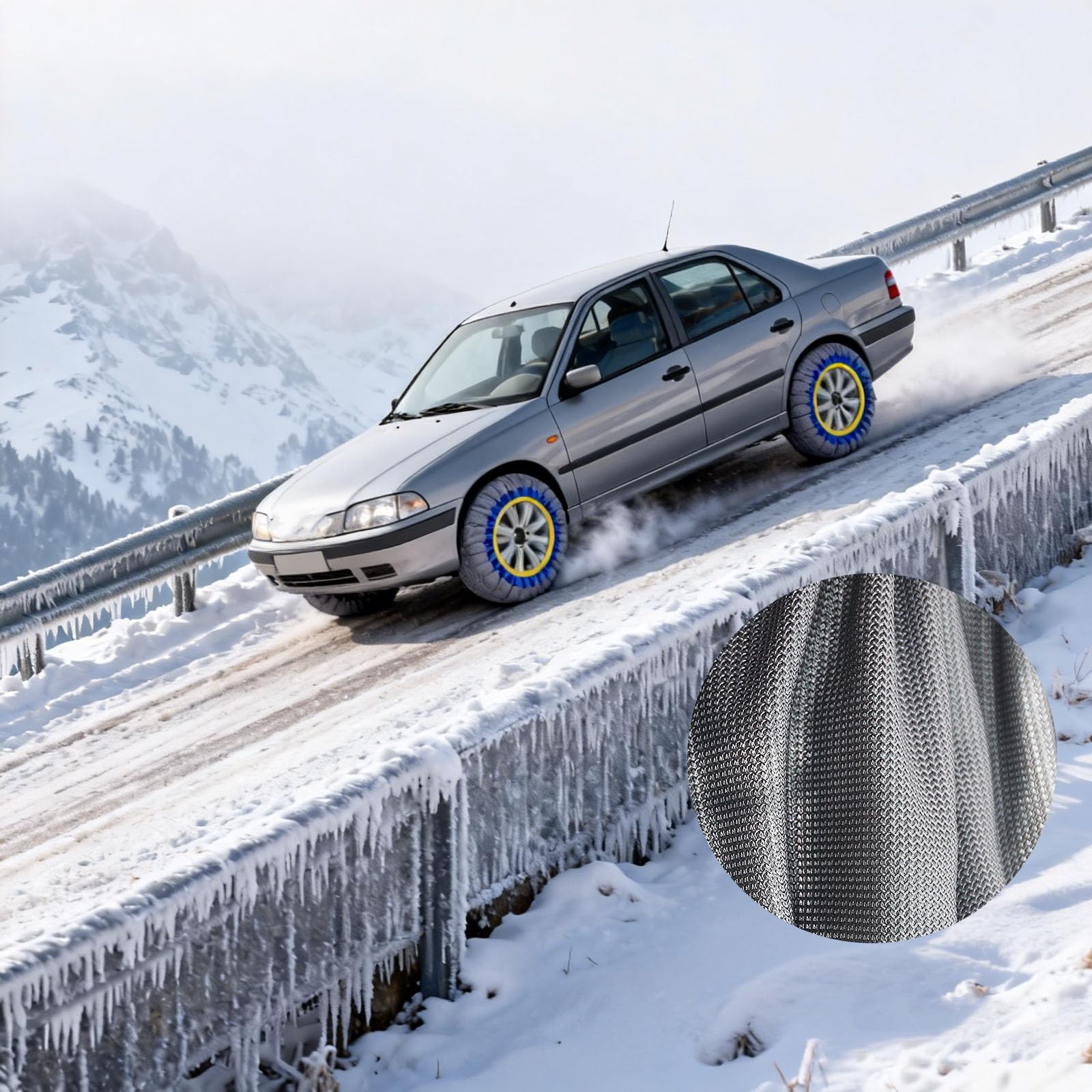 2 Stück Autoreifen Schneesocken Hohe Traktion Reifen Socken Alternative für Kette Winter Auto Zubehör Fahrhilfe