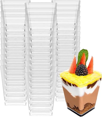 SticFigs - 50 tazas de plástico para fiestas de postre de 54 onzas sirve tiramisú parfait inmersión Sundaes postres de una sola porción y más -