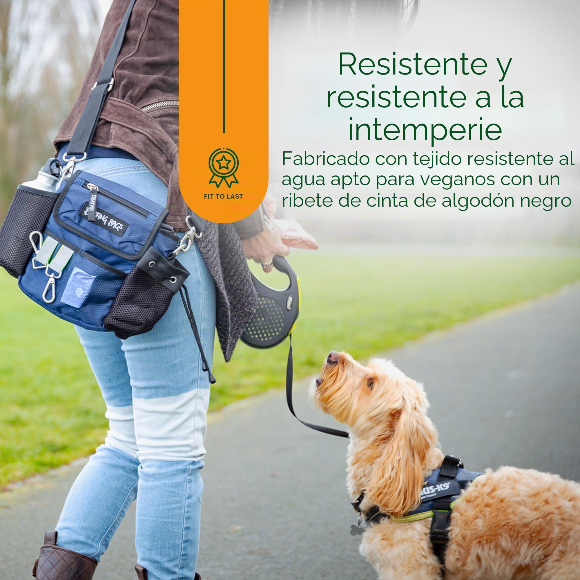 La bolsa original para pasear perros | Como se ve en la guarida de los dragones | Diseño ligero y práctico | Lleva juguetes y golosinas para perros, bolsas para excrementos