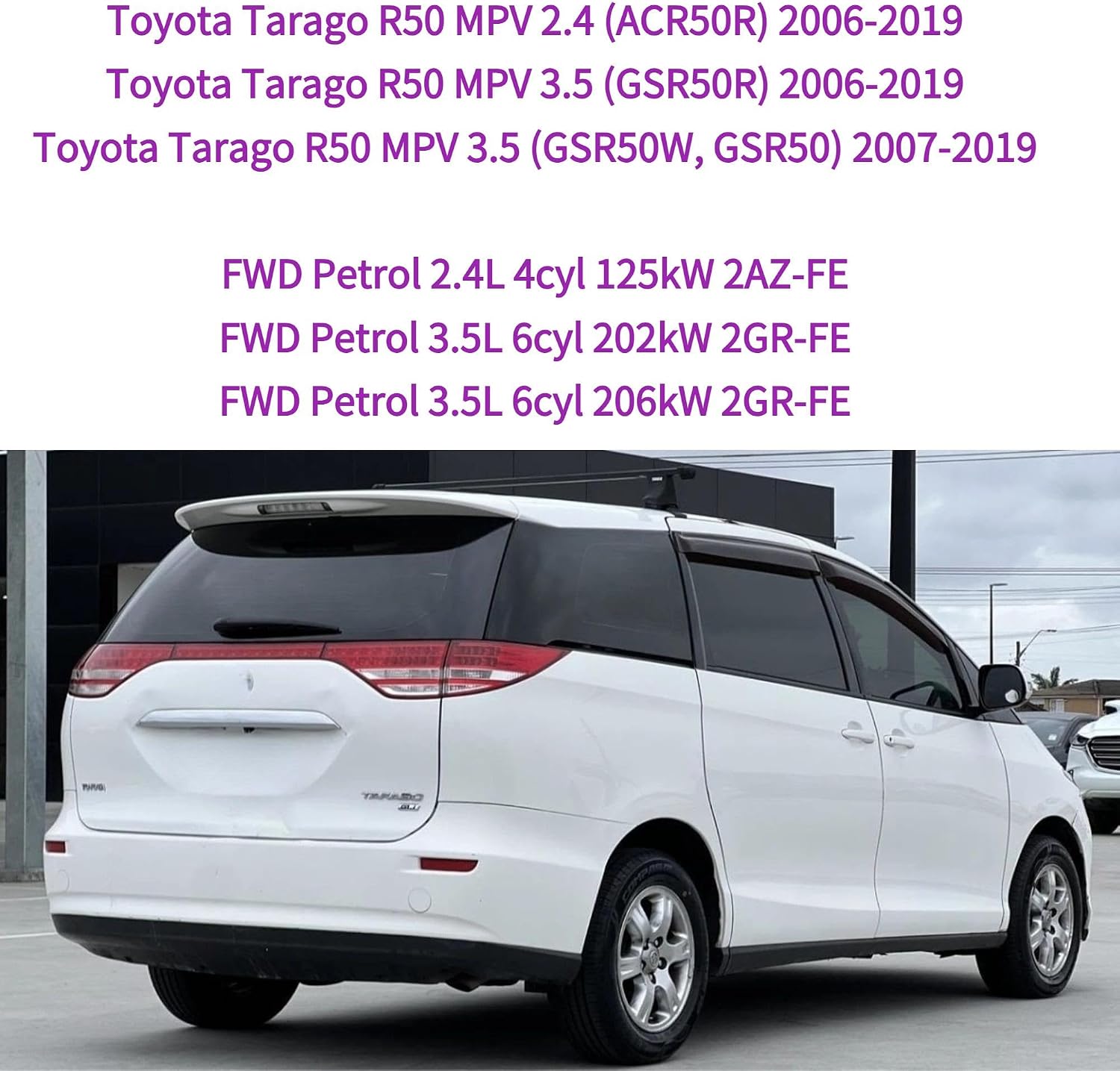 Rear Wiper Blade & Arm Replacement for Toyota Tarago 2006-2024 2015 2014 2013 2012 2011 2010 2009 2008 - OEM Fit for GLi GLX Wagon R50 MPV 2.4 3.5 ACR50R GSR50R GSR50 GSR50W Models - All-Season