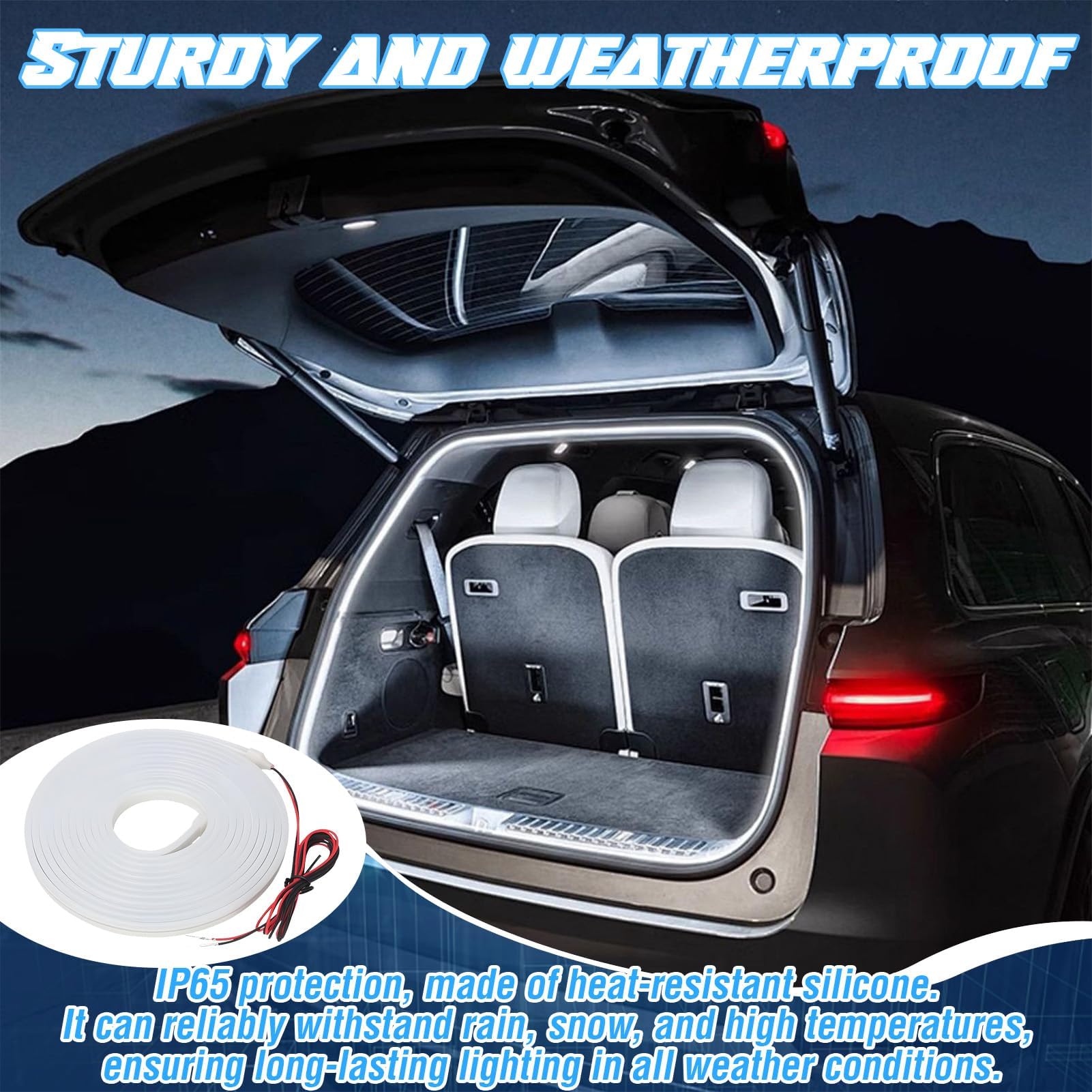 TaimeiMao LED Dinámica para Maletero de Coche,Luz Maletero Coche,Cinturón de Luz LED del Maletero,Activación Automática del Sensor de Inducción,LED Strip Lights for Car Trunk Cargo,Blanco,4M