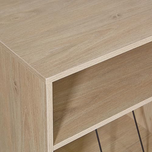 Miniatura 7 de OSP Home Furnishings Consola de soporte para tocadiscos retro con almacenamiento de álbumes, acabado de aliso noruego