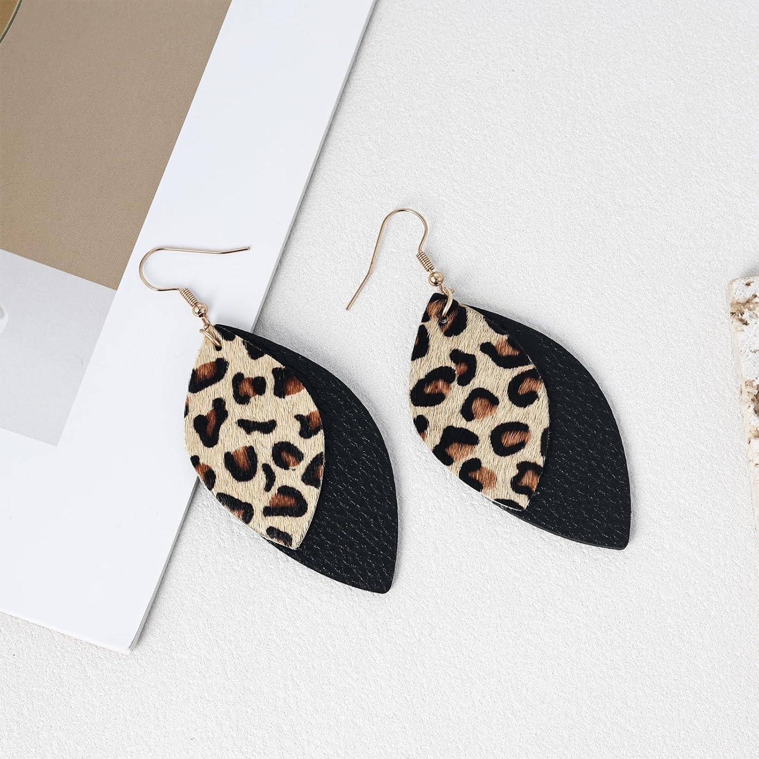 4 PCS Leopard Print Earrings, Faux Leather Cheetah Earrings, Lightweight PU Animal Print Earring Jewelry for Women Weddings, Parties, Ceremonies, Banquets, Gifts - Image 4