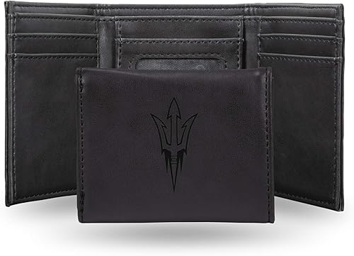 Vista 425 de Rico Industries NCAA - Cartera triple grabada con láser y tres pliegues grabada con láser, accesorio para hombre Negro