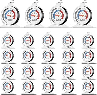 24 Pack Stainless Steel Refrigerator Freezer Thermometer, Large Dial Dual-Scale Fridge Thermometer, -20~80°F/-30~30°C Temperature Range, Classic Thermometers for Refrigerator Fridge Freezer Cooler