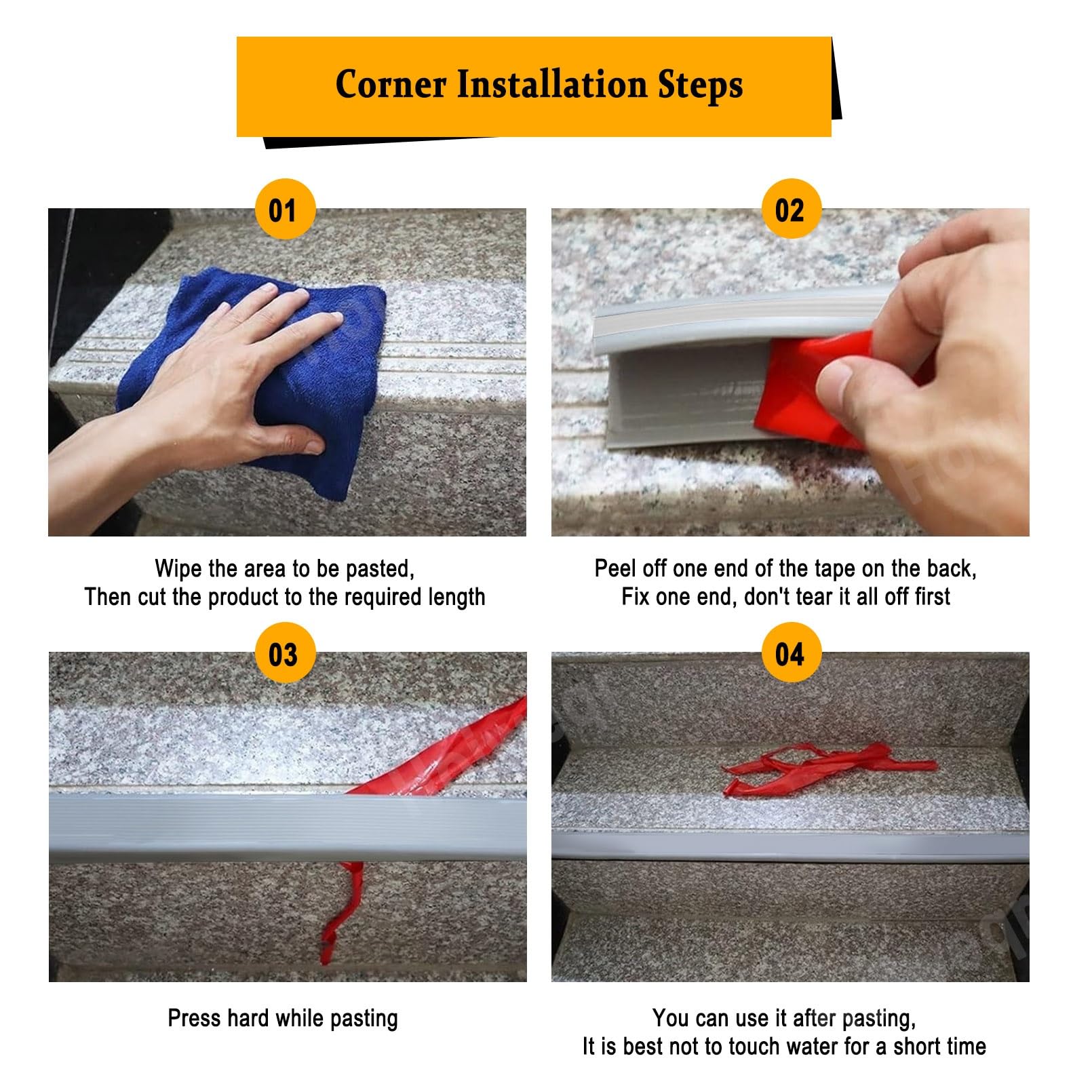 Tiras Antideslizantes Para Peldaños, Protector Antideslizante de Borde de Escalera de PVC, Para Cantos Escaleras Tiras, Fácil de Instalar Y Resistente Al Desgaste, Borde Antideslizante Para Escaleras(