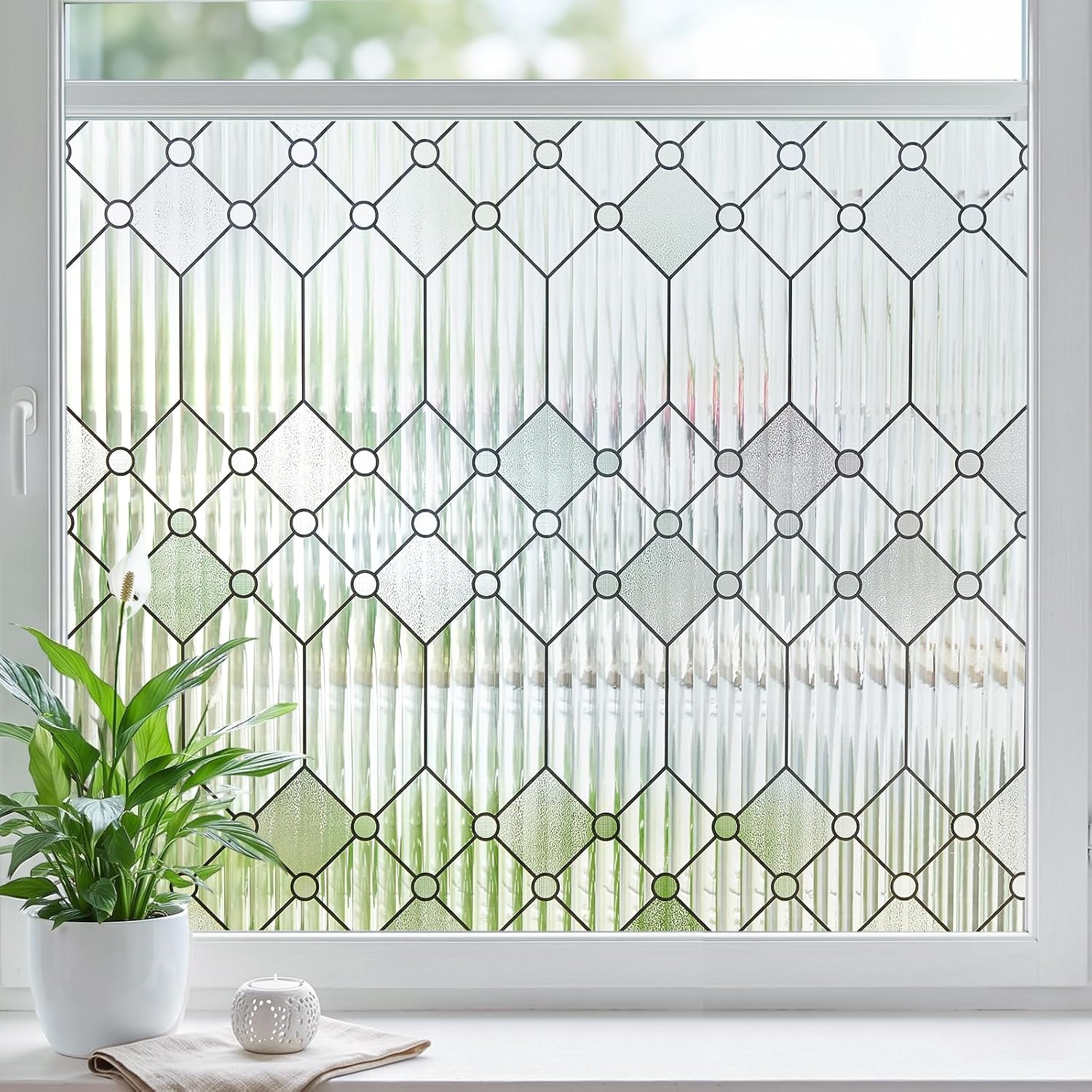 Coavas Reeded Glass Window Privacy Film, 3D Fluted, Clear 35.4"x78.7"