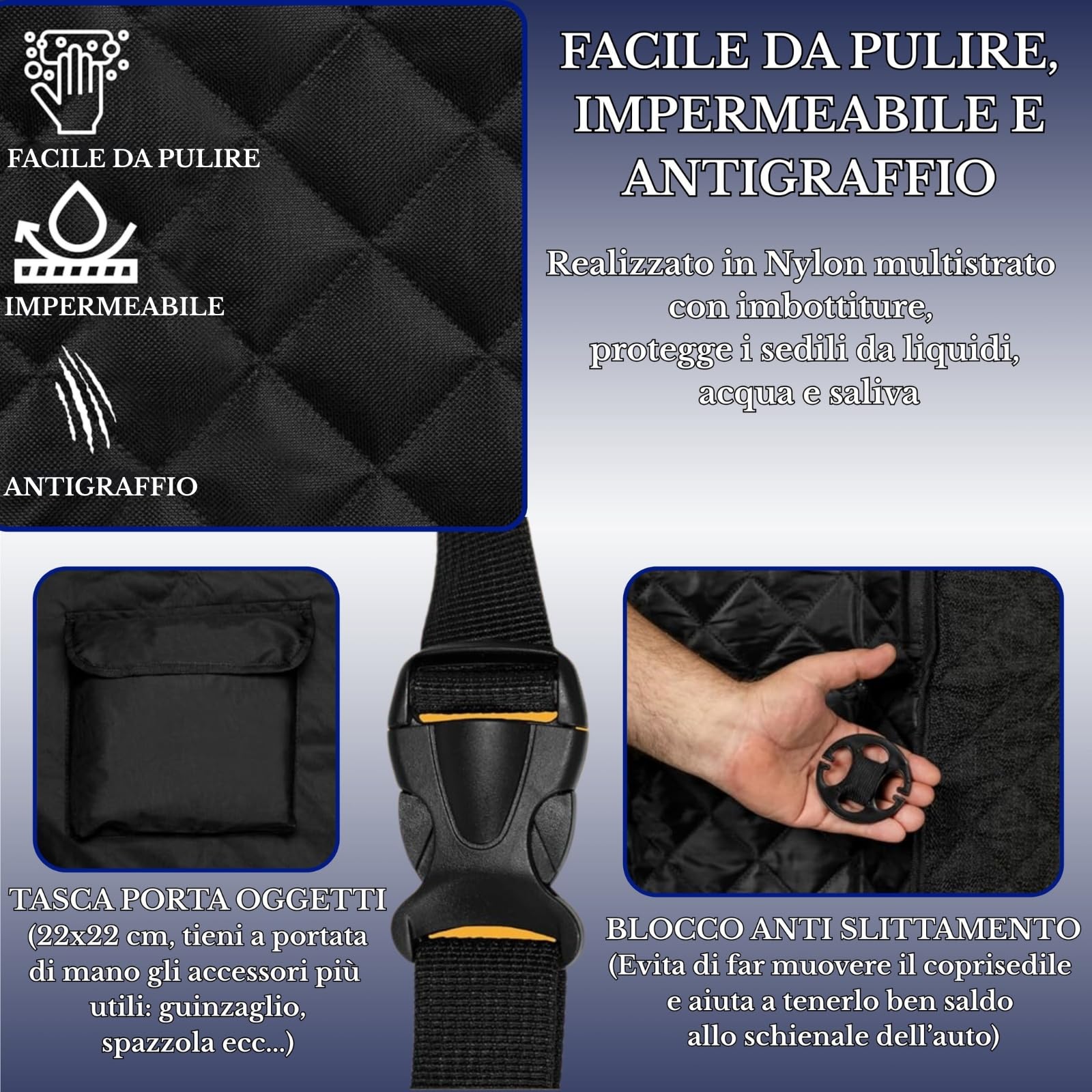 MORELOW Coprisedile Auto per Cani – Telo Auto Cane Universale per Sedili Posteriori Oxford Impermeabile Antiscivolo Antigraffio - Protezione Sedili Auto per Cani con Tasca Porta Accessori