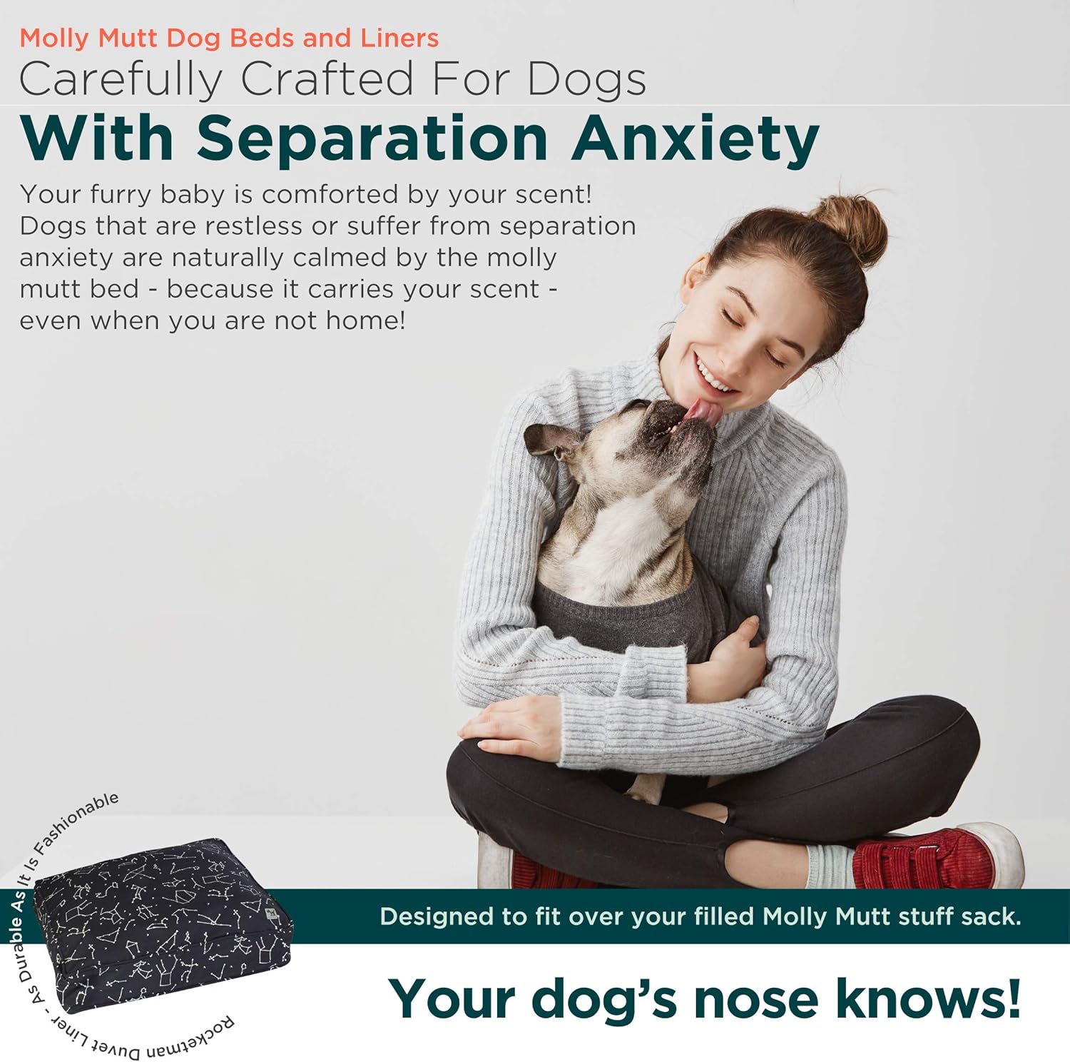 Molly Mutt Washable Dog Bed Cover, Cotton Dog Bed Cover, Daysleeper, Small : Pet Supplies