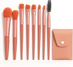 Compact Makeup Brush Set with Case 8 Pieces – Brushes for Face, Eyes, Lips, Portable, Soft and Precise, Travel Makeup Kit with Elegant Design