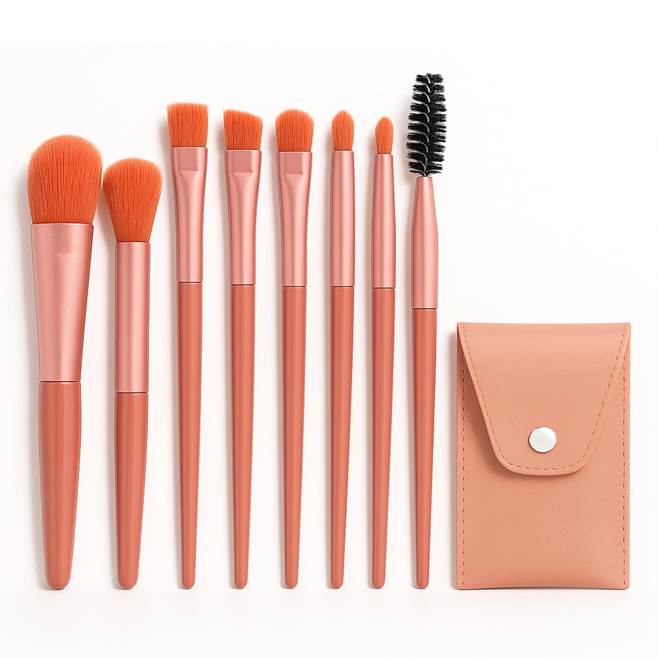Compact Makeup Brush Set with Case 8 Pieces – Brushes for Face, Eyes, Lips, Portable, Soft and Precise, Travel Makeup Kit with Elegant Design