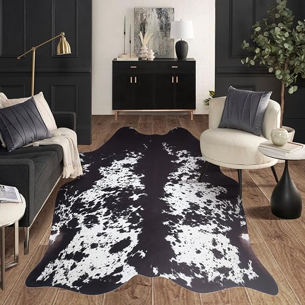 Modern Black and White Cowhide Rug