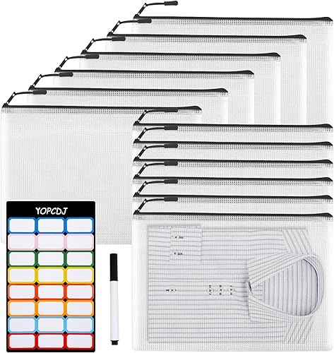 Miniatura 7 de YOPCDJ 12 bolsas de malla con cremallera, bolsa de rompecabezas A4 para organizar bolsa de almacenamiento, bolsas de archivos para oficina, juegos