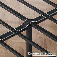 Vista 6 de Base de cama individual con cabecero, tapizada en cuero PU, marco de plataforma con soporte de listones metálicos, con espacio de almacenamiento