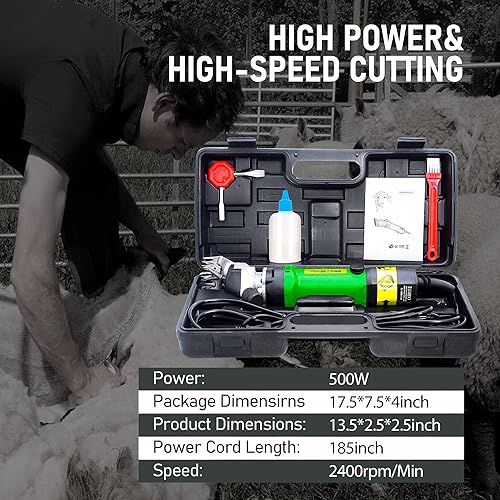 Miniatura 6 de Tijeras de oveja kit de aseo eléctrico profesional de animales de 550 W para ovejas cabras caballos ganado y animales grandes de pelaje grueso 6