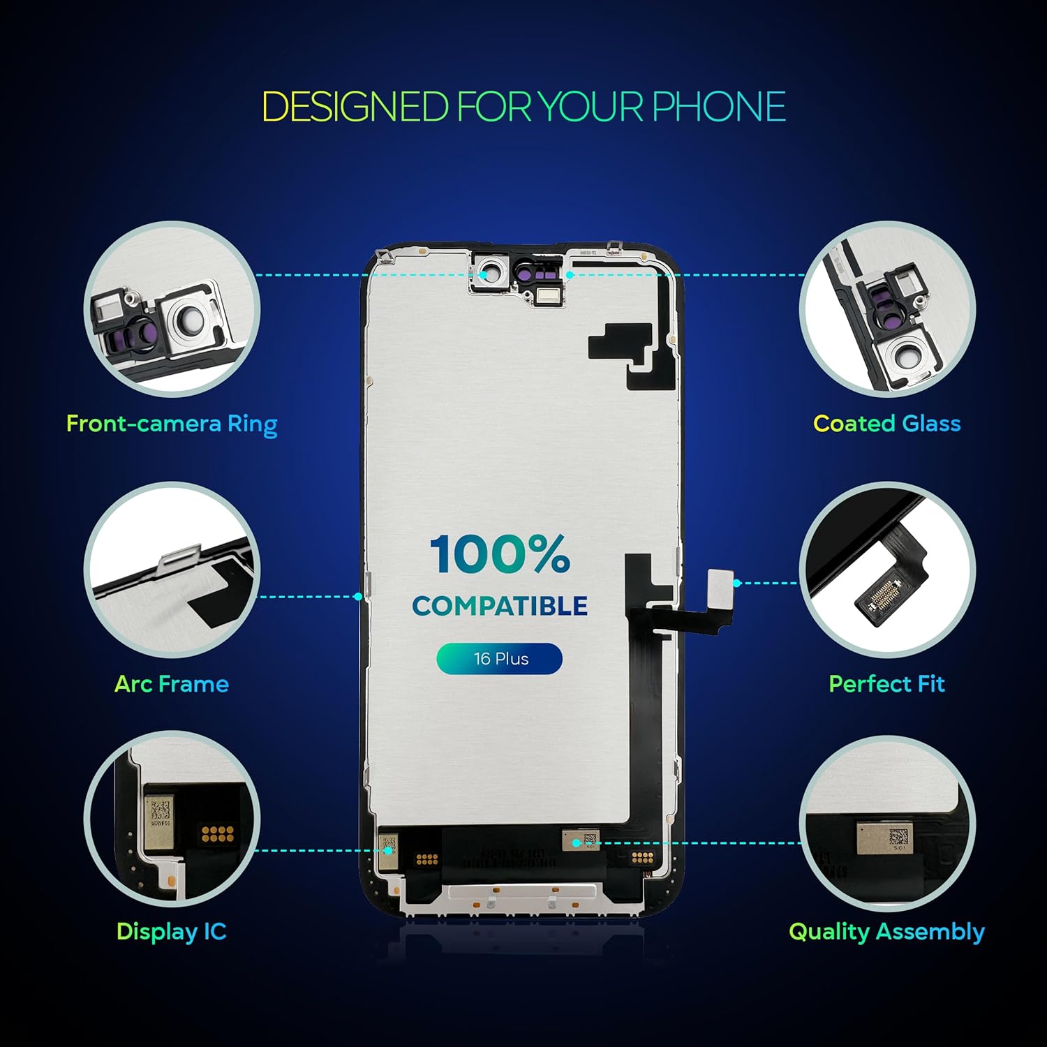 LCD Screen Replacement for iPhone 16 Pro Max 6.9 inch (Model A3084, A3295, A3297, A3296) 3D Touch Screen Display digitizer Assembly