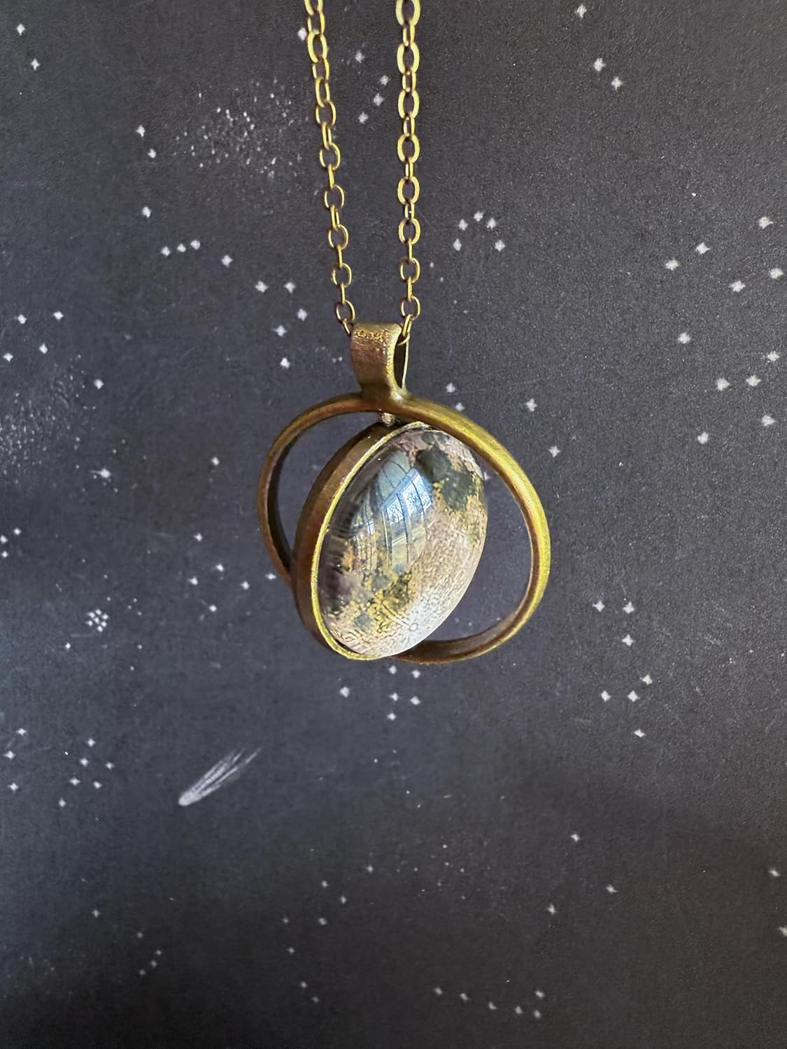 Yugen New Moon Fidget Necklace, Stress Relief Jewelry, Fidget Accessory, Double Sided Necklace, Moon Phase, Celestial Jewelry, Lunar Cycle, Science and Teacher Gifts, Handmade