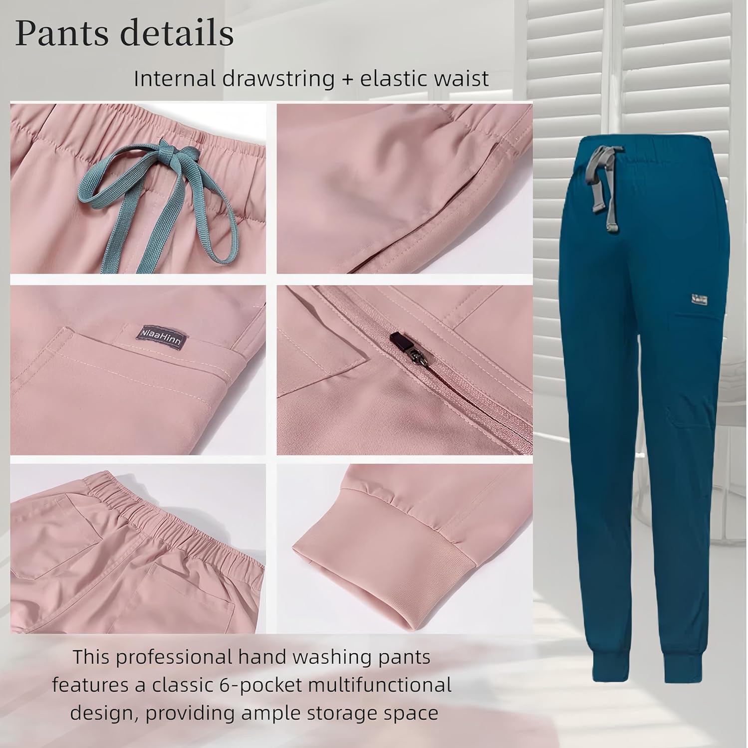 DEEYOTA Scrub Suit 3-Piece Set: V-Neck Top & Jogger Pants & Scrub Jacket,Reinforced Stitching and Stretch Fabric - Image 5
