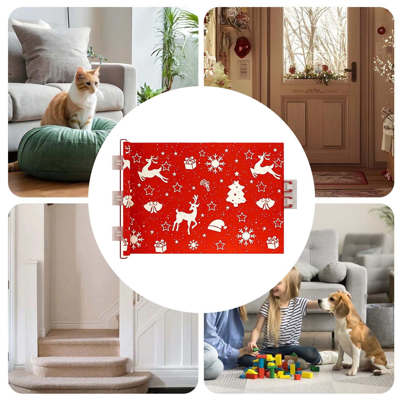 Cancello Per Cani Per Scale Decorazioni Natalizie Senza Foratura Retrattile | Recinzione Extra Larga Per Passaggio Gatti Per Gatti Corridoio Terrazza Camera Bimbi Camera Balcone Portico