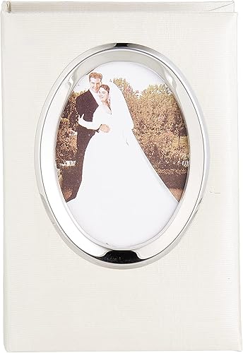 Miniatura 2 de Pioneer Photo Albums Álbum Moire Cover de 100 bolsillos con marco ovalado plateado para impresiones de 4 x 6 pulgadas, marfil