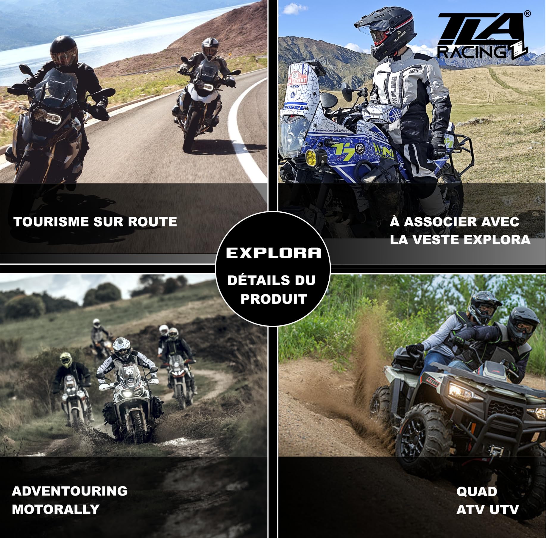 TLA EXPLORA Pantaloni Moto con Protezioni a 2 Strati, 4 Stagioni, Imbottitura Staccabile, Traspirante, Taglie sino 6XL Unisex per Uomo e Donna, Pantaloni Moto Enduro, Quad, ATV, motoslitta