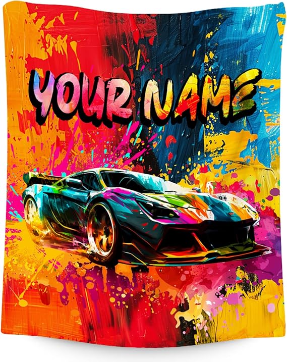 Blanket for Kids Custom Racing Car Blankets Preteen Boy Gifts - Cozy Soft Fleece Throw for Couch, Bed - 4 Sizes