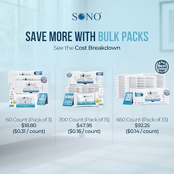 SONO Disinfecting Wipes - 60 Count (Pack of 3) + Sanitizer, Travel Size, Alcohol-Free, No Bleach, Medical-Grade, Multi-Surface Cleaning for School, Office, and On-The-Go