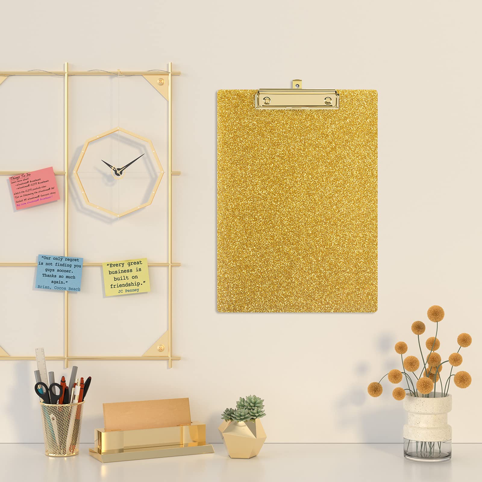 Piasoenc Acryl Klemmbretter, Mode Glitter Klemmbrett, Standard Letter Größe Klemmbrett, A4 Größe 12,5 "x 9", Cute Konfetti Klemmbretter für Frauen, Rose Gold Desk Bürobedarf und Zubehör | Goldclip, Standard-Buchstabengröße 22,9 x 31,8 cm, für Klassenzimme