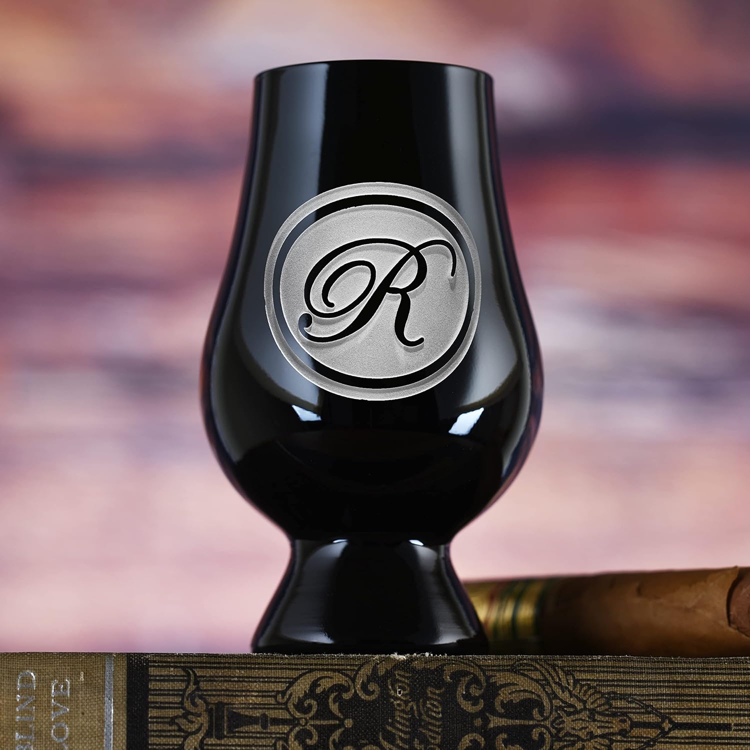 Personalized Black Glencairn Whisky Glass (Set of 4)