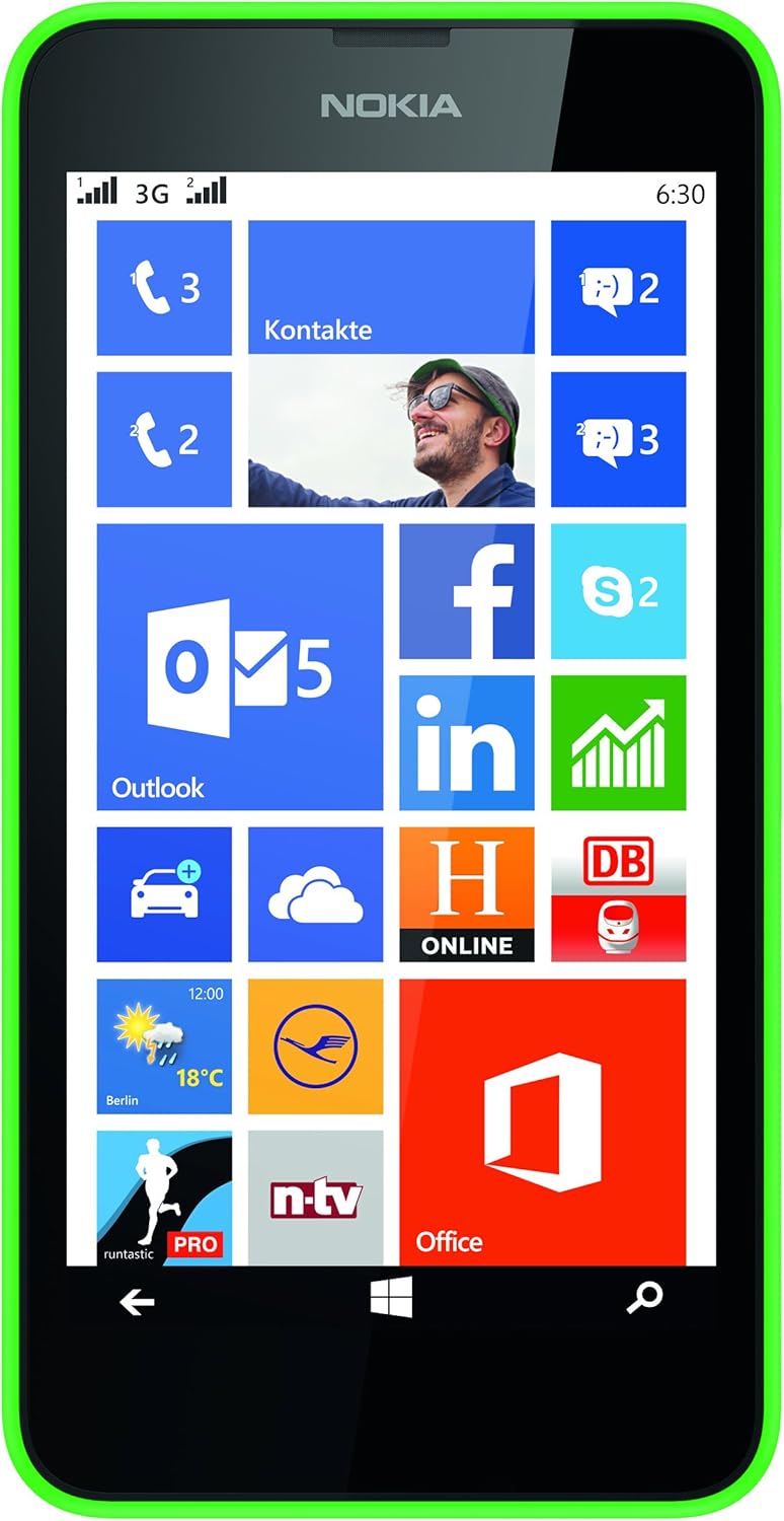 Nokia Lumia 630 Dual-SIM 8GB ROM + 512MB RAM (GSM Only | No CDMA) Factory Unlocked 3G Smartphone (Bright Green)-International Version