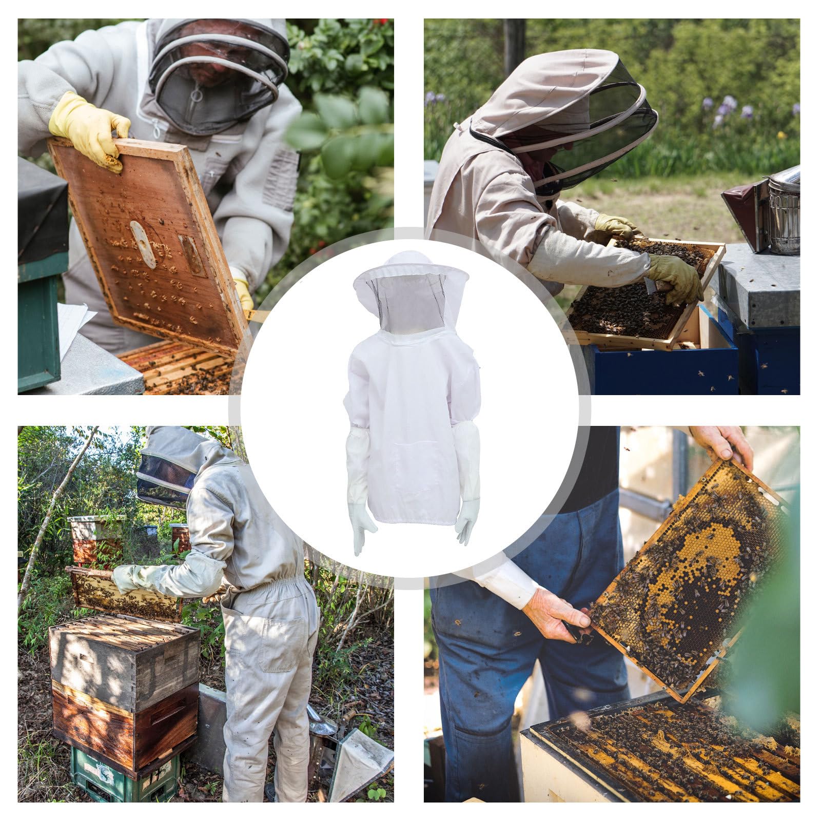 YARNOW Imkeranzug mit Imkerhandschuhen aus Strapazierfähigem Polyester und Wildleder Atmungsaktiver Imkerhut mit Schutznetz Bienenstichschutz für Imkerei und Bienenzucht