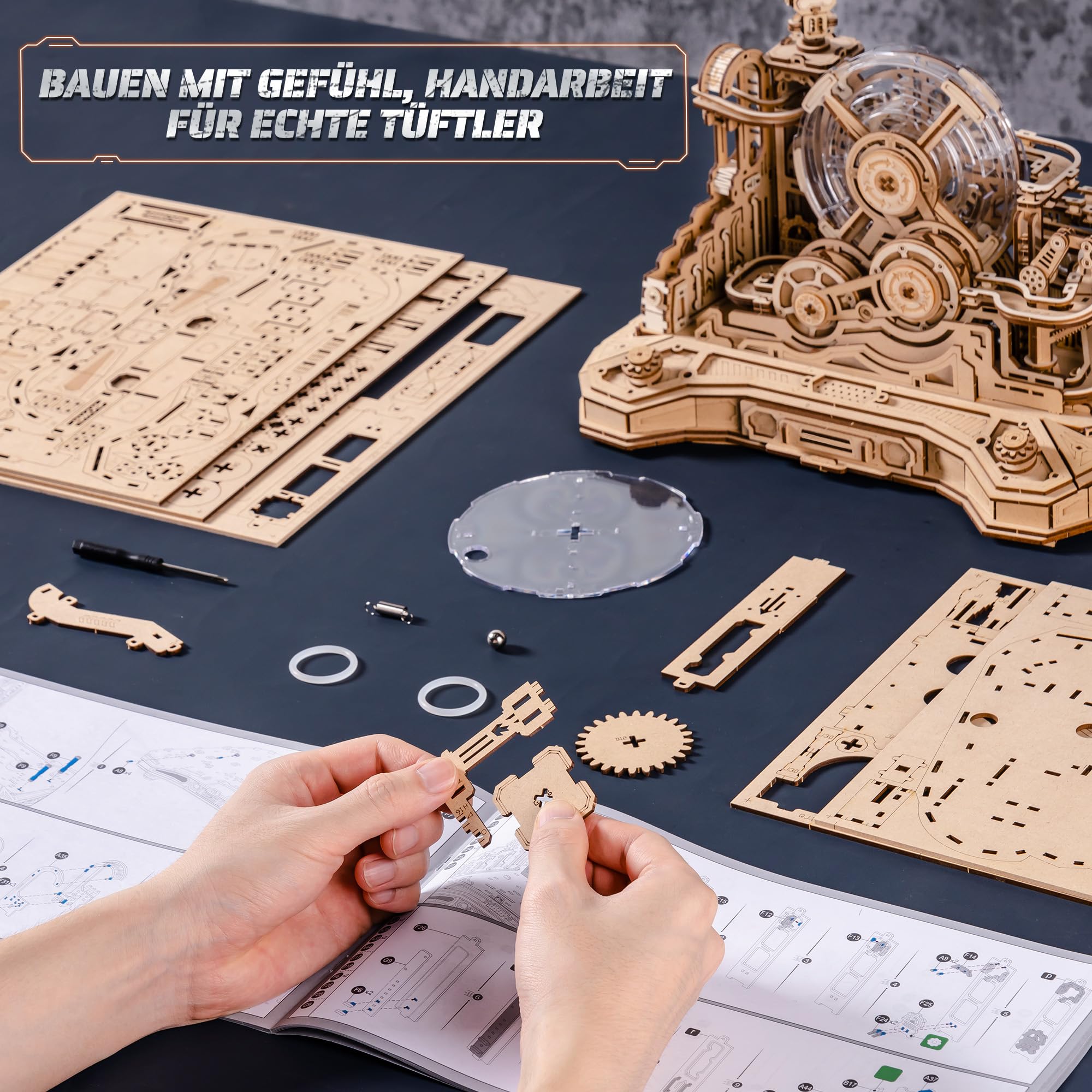 ROBOTIME 3D-Puzzle aus Holz Gear Ball Challenge – Mechanisches Labyrinth-Set, 653 Teile, STEM für Erwachsene und Jugendliche, Controller-Design, EGC01