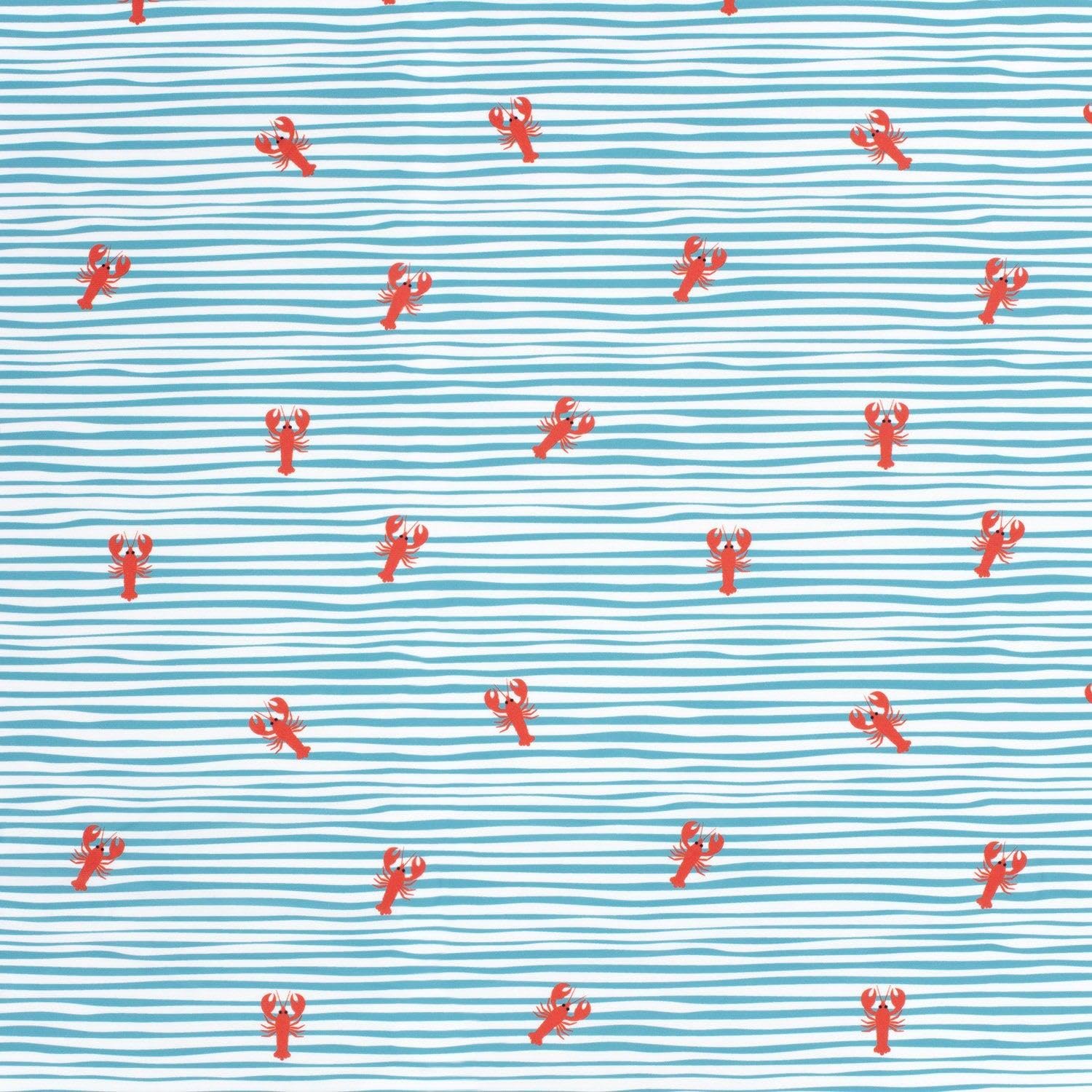 Crs Fur Fabrics Multicolour Swimwear Jersey Recycled Fabric Material Lobster Blue Stripe 1Mtr