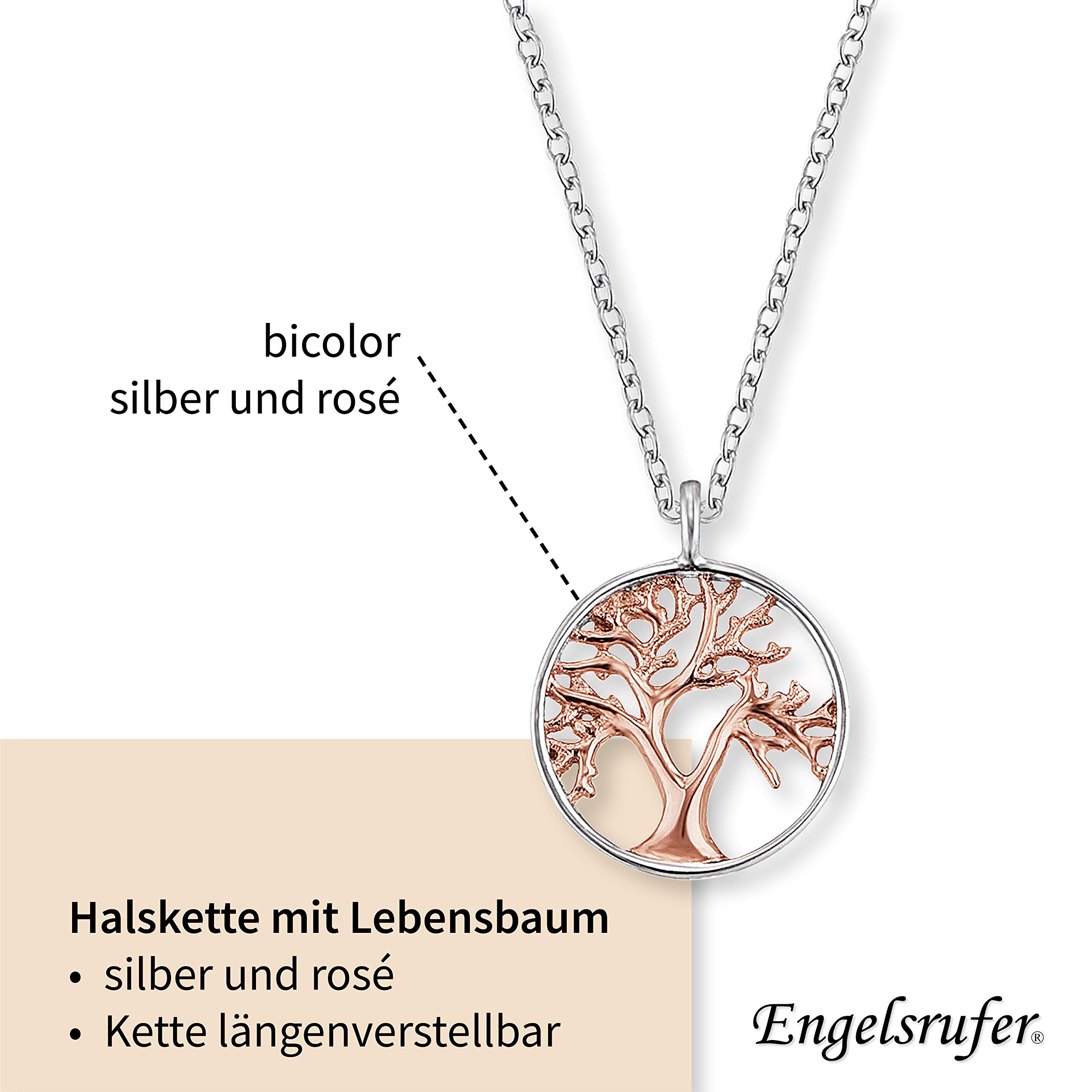 Engelsrufer - Damen Silber Halskette mit Lebensbaum Anhänger in rosegold, Bicolor Kette mit Kettenanhänger Baum des Lebens, zierliche Damenkette aus 925 Sterlingsilber