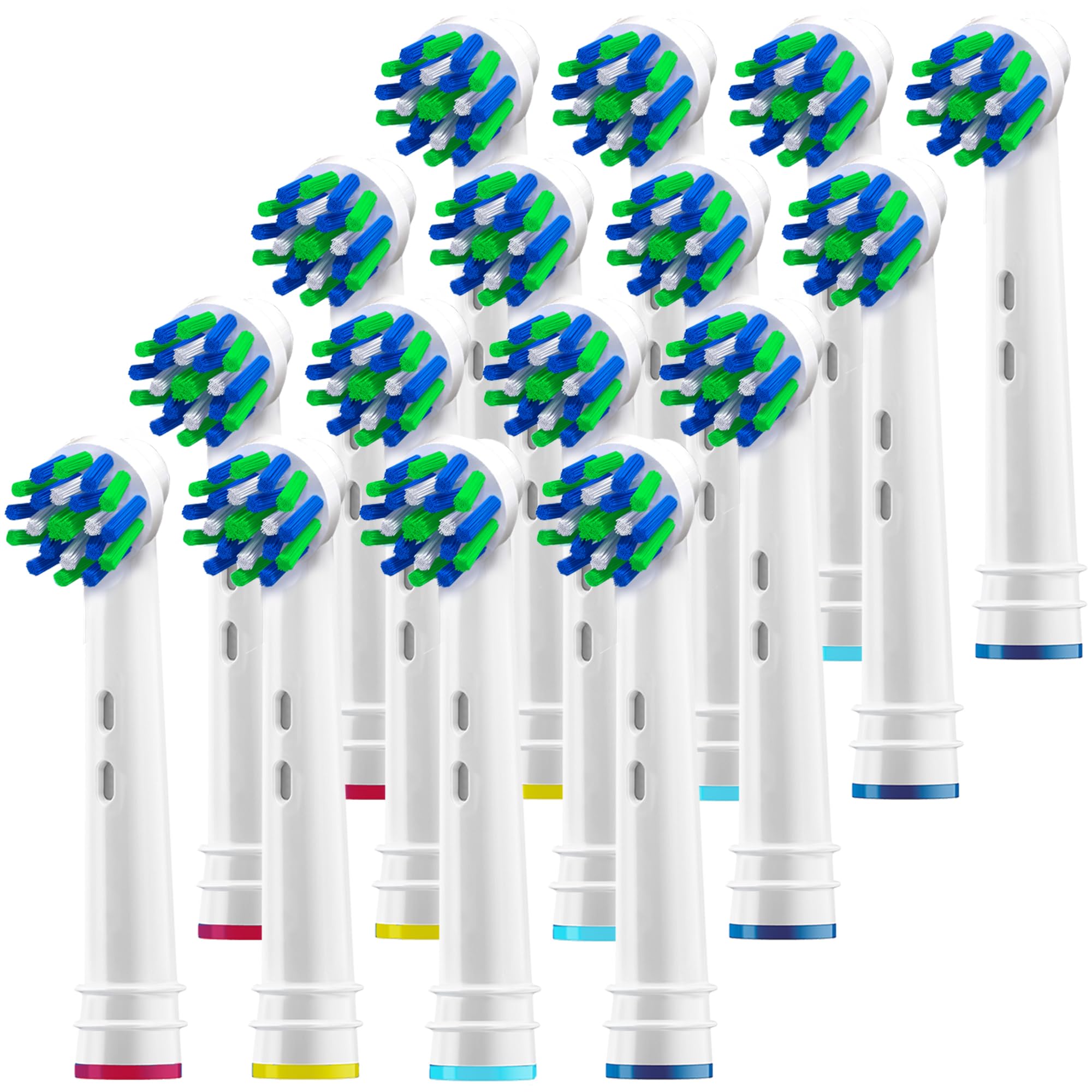 Alayna Replacement Brush Heads for Oral B- Pack of 16 Cross Generic Electric Toothbrush Heads for Oralb Braun- Crossact Toothbrushes Compatible with Most Oral-B Bases- Quality Action Bristles